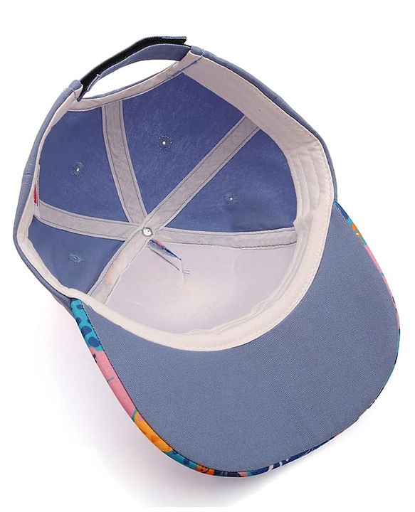 Babyhug Disney Cotton Blend Knit Baseball Cap With Stitch Print Blue - Diameter 50 cm