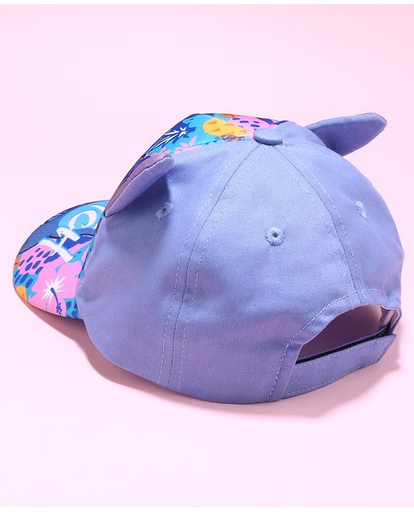 Babyhug Disney Cotton Blend Knit Baseball Cap With Stitch Print Blue - Diameter 50 cm