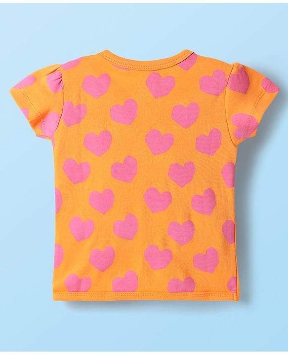 Babyhug 100% Cotton Interlock Knit Half Sleeves Front Open jhabla with Floral & Heart Print Pack of 3 - Orange Pink & White