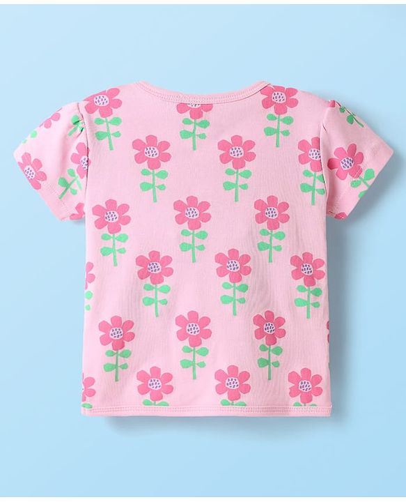 Babyhug 100% Cotton Interlock Knit Half Sleeves Front Open jhabla with Floral & Heart Print Pack of 3 - Orange Pink & White