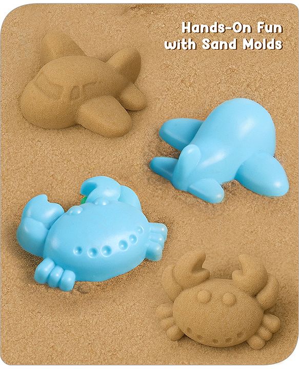 Babyhug 10 PCs Beach Play Set with Buckets, Shovels & Moulds for Kids & Toddlers, Outdoor Play | Bath Toy | BPA-Free | Imagination & Creativity | Shape & Color Recognition| Red |BIS Certified
