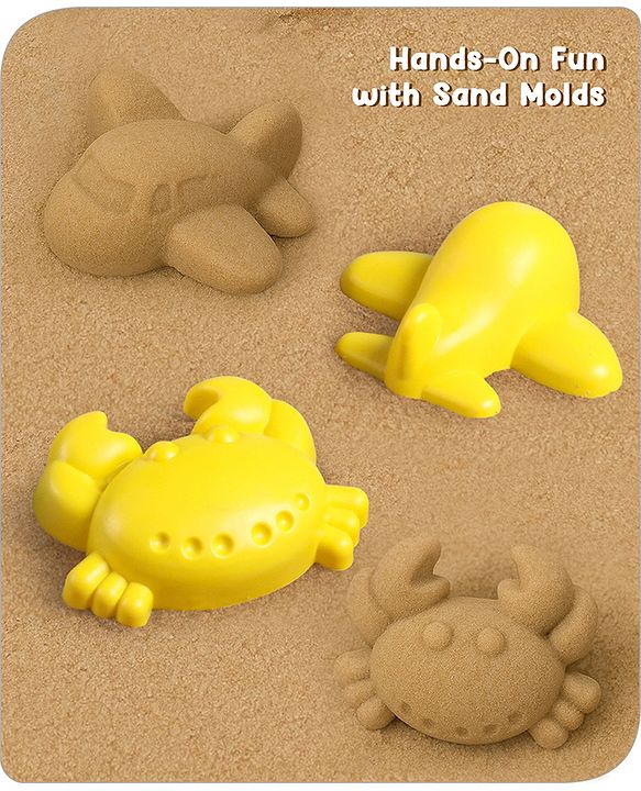 Babyhug 10 PCs Beach Play Set with Buckets, Shovels & Moulds for Kids & Toddlers, Outdoor Play | Bath Toy | BPA-Free | Imagination & Creativity | Shape & Color Recognition| Red |BIS Certified