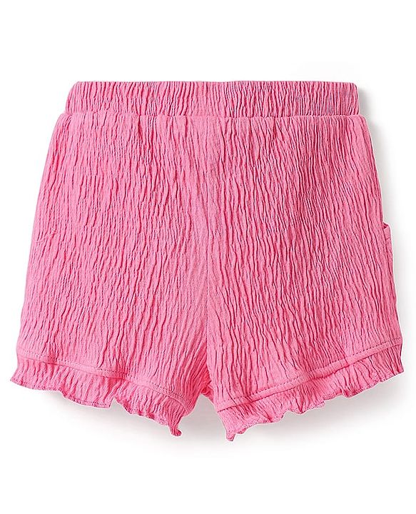 Babyhug Single Jersey Knit Sleeveless Solid Color Top & Shorts Set with Bow Applique - Dark Pink