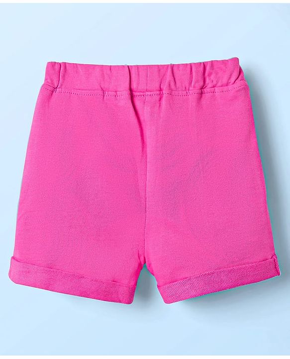 Babyhug Single Jersey Knit Sleeveless Top and Shorts with Bird & Tropical Print- White & Dark Pink