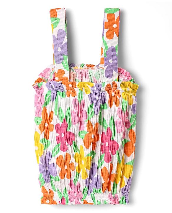 Babyhug Single Jersey Knit Sleeveless Top & Shorts with Floral Print - Pink