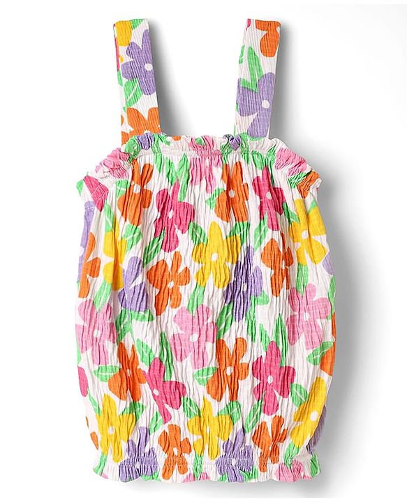 Babyhug Single Jersey Knit Sleeveless Top & Shorts with Floral Print - Pink