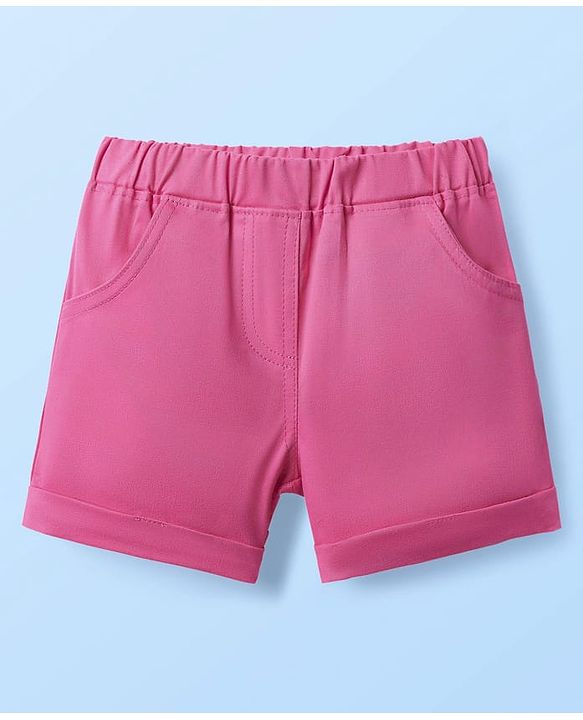 Babyhug 100% Cotton Single Jersey Knit Sleeveless Top and Shorts with Leaf Print & Frill Detailing - Dark Pink