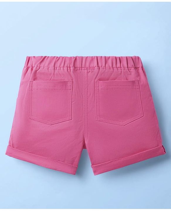 Babyhug 100% Cotton Single Jersey Knit Sleeveless Top and Shorts with Leaf Print & Frill Detailing - Dark Pink