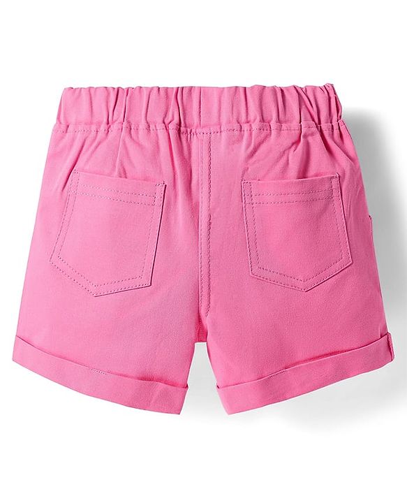 Babyhug Single Jersey Knit Half Sleeves Fruits Printed Top & Woven Stretch Twill Shorts Set - Green & Pink