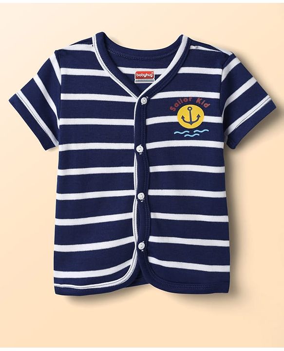 Babyhug 100% Cotton Antibacterial Front Open Half Sleeves Jhablas With Stripes & Nautical Theme Print Pack Of 3 - Multicolour