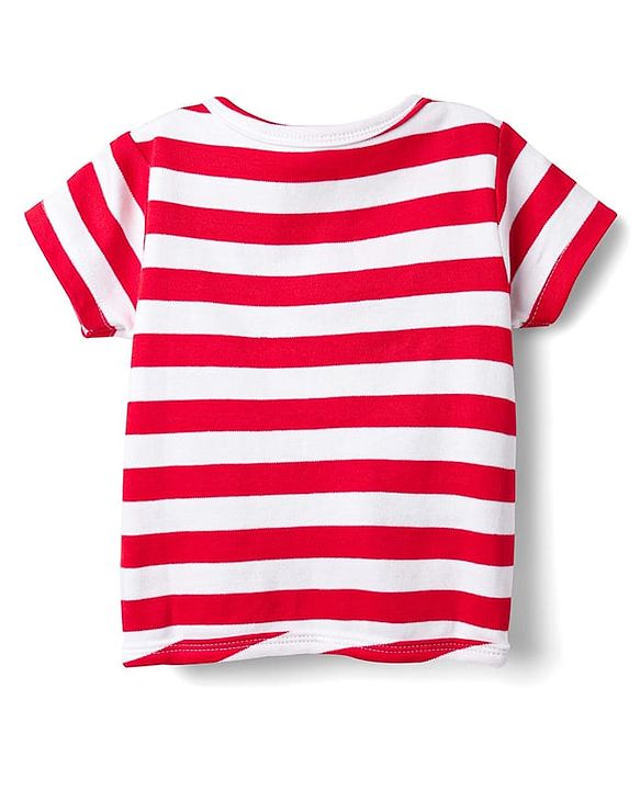Babyhug 100% Cotton Knit Half Sleeves Antibacterial Striped & Animal Printed Front Open jhablas Pack of 3 - Navy Blue Red & White