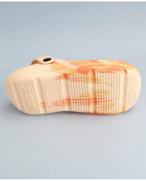 Pine Kids Back Strap Closure Clogs With Marble Print - Orange