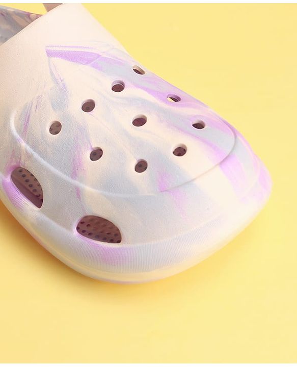 Pine Kids Backstrap Closure Marble Printed Clogs - Purple
