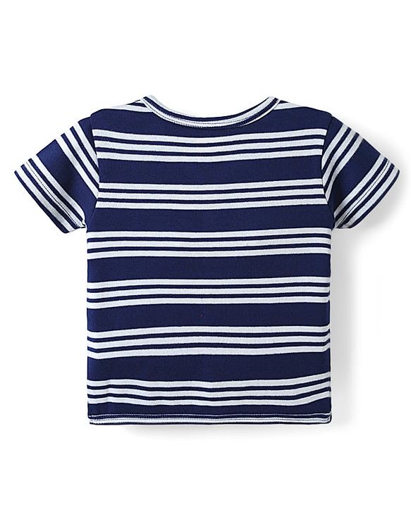 Babyhug 100% Cotton Knit Half Sleeves Antibacterial Front Open jhablas with Tiger Print & Stripes Pack of 3 - Red White & Navy Blue