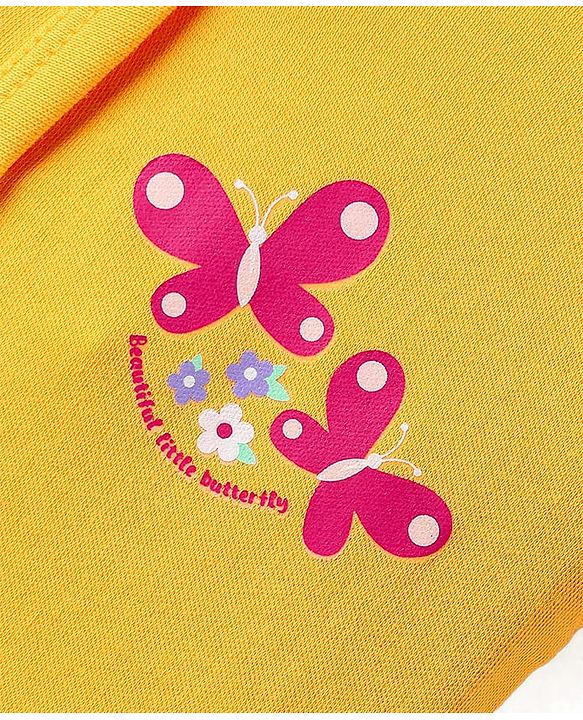 Babyhug 100% Cotton Antibacterial Front Open Half Sleeves jhabla With Polka Dots & Floral Print Pack Of 3 - Dark Pink Blue & Yellow