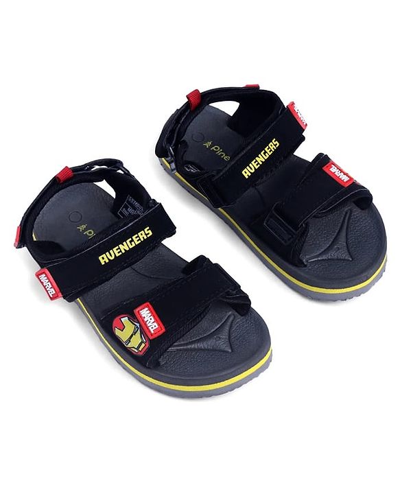 Pine Kids Marvel Velcro Closure Sandals with Iron Man Print -  Black