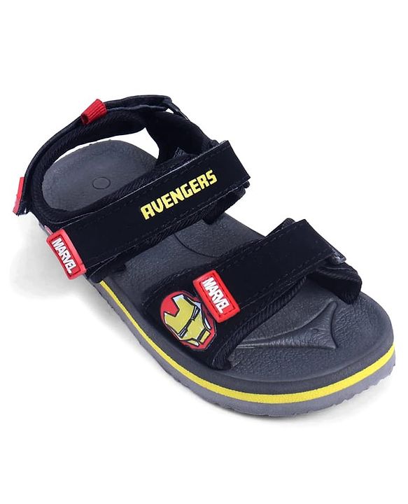 Pine Kids Marvel Velcro Closure Sandals with Iron Man Print -  Black