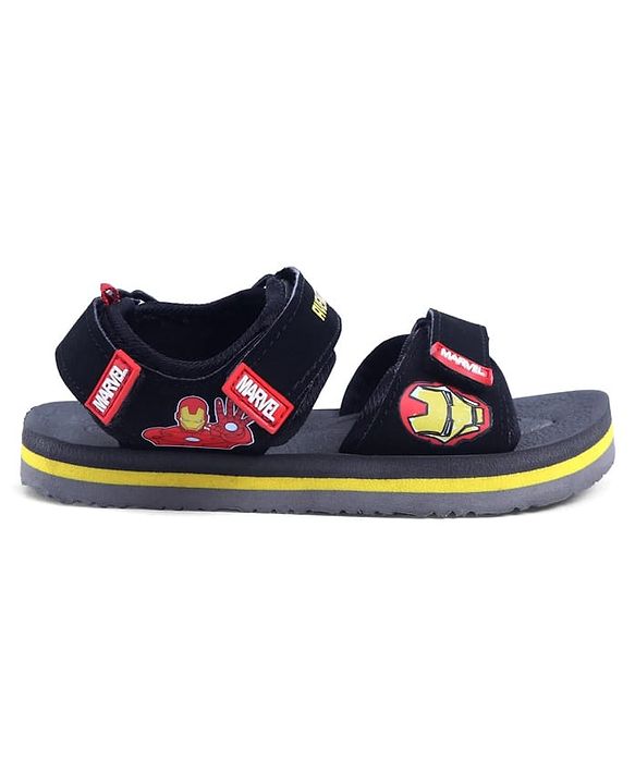 Pine Kids Marvel Velcro Closure Sandals with Iron Man Print -  Black
