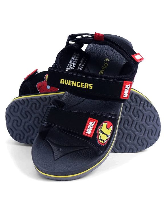 Pine Kids Marvel Velcro Closure Sandals with Iron Man Print -  Black