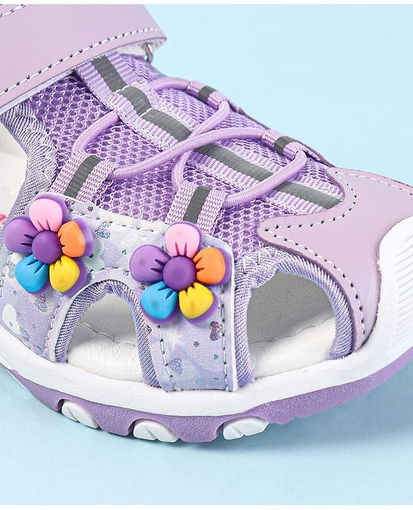 Cute Walk by Babyhug Sandals With Velcro Closure & Floral Applique - Purple