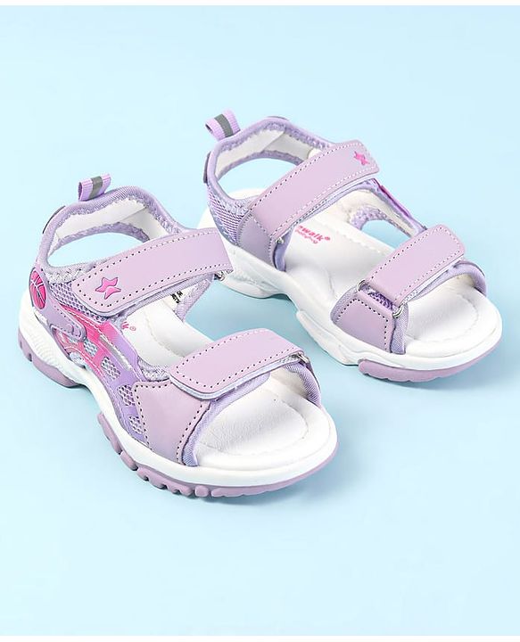 Cute Walk by Babyhug Solid Colour & Velcro Closure Sandals - Purple