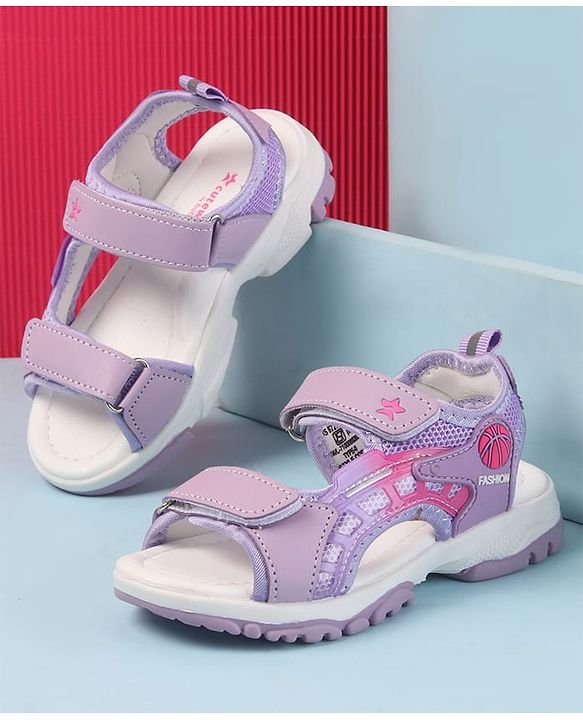 Cute Walk by Babyhug Solid Colour & Velcro Closure Sandals - Purple