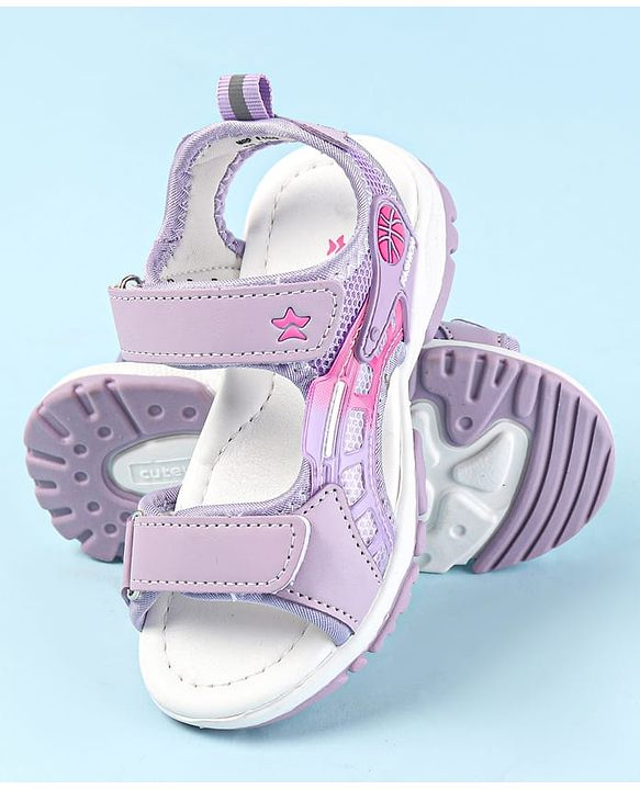 Cute Walk by Babyhug Solid Colour & Velcro Closure Sandals - Purple