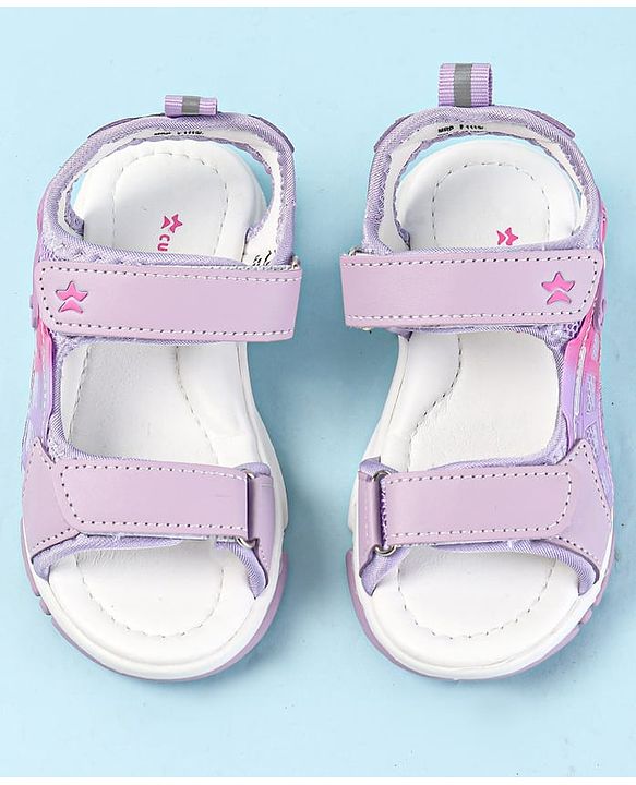 Cute Walk by Babyhug Solid Colour & Velcro Closure Sandals - Purple
