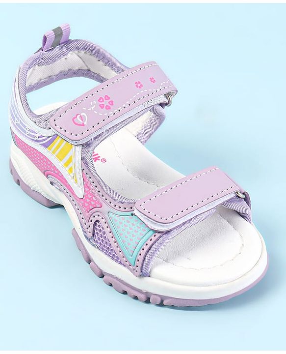 Cute Walk by Babyhug Velcro Closure Sandals with Hearts Print - Fuchsia