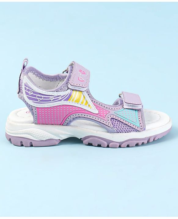 Cute Walk by Babyhug Velcro Closure Sandals with Hearts Print - Fuchsia