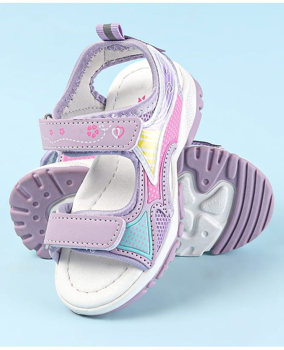 Cute Walk by Babyhug Velcro Closure Sandals with Hearts Print - Fuchsia