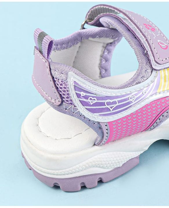 Cute Walk by Babyhug Velcro Closure Sandals with Hearts Print - Fuchsia