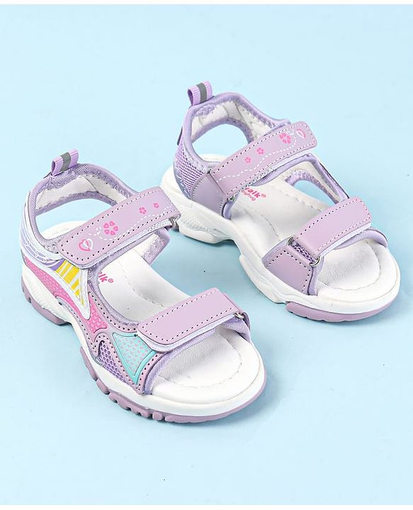 Cute Walk by Babyhug Velcro Closure Sandals with Hearts Print - Fuchsia