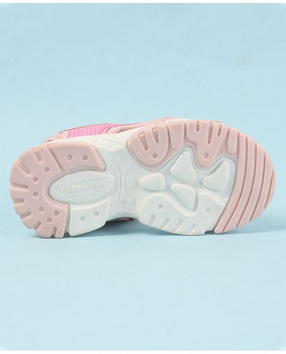 Cute Walk by Babyhug Velcro Closure Sandals with Hearts Print - Fuchsia