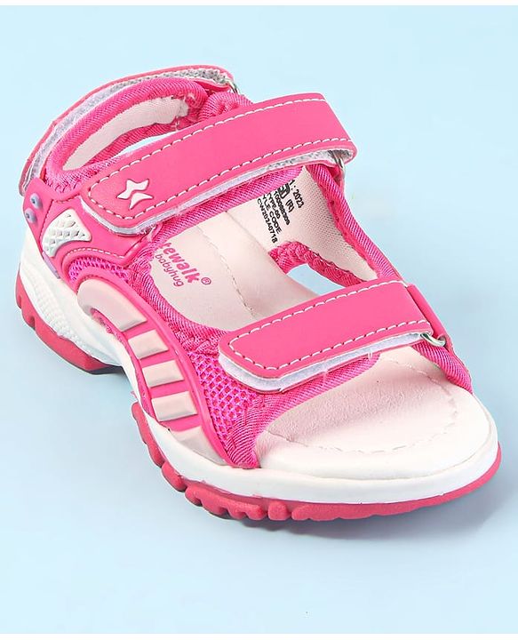 Cute Walk by Babyhug Velcro Closure Sandals - Dark Pink