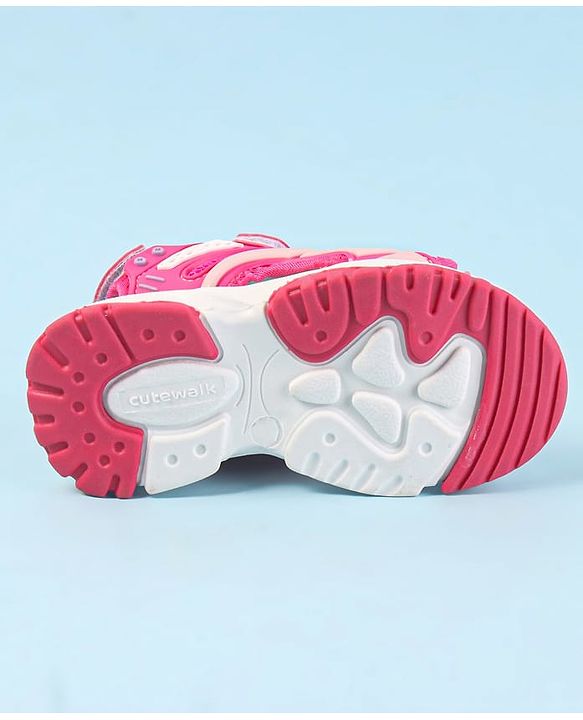 Cute Walk by Babyhug Velcro Closure Sandals - Dark Pink