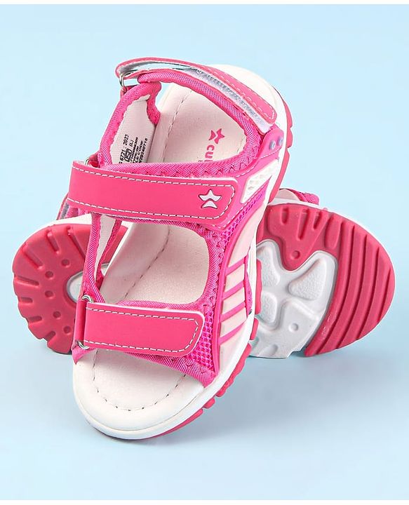 Cute Walk by Babyhug Velcro Closure Sandals - Dark Pink