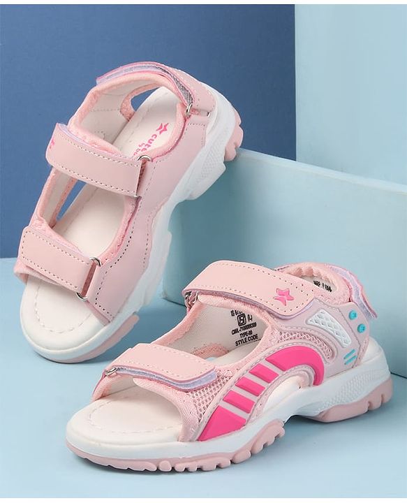 Cute Walk by Babyhug Velcro Closure Sandals - Dark Pink
