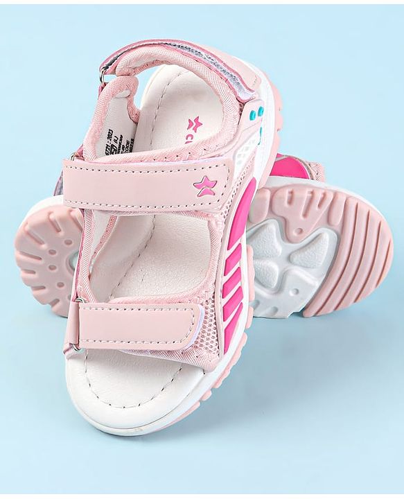 Cute Walk by Babyhug Velcro Closure Sandals - Dark Pink