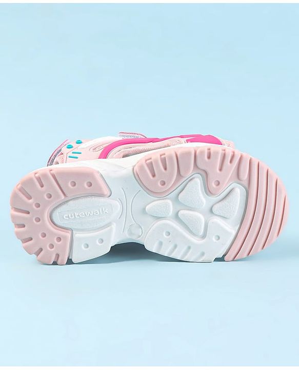 Cute Walk by Babyhug Velcro Closure Sandals - Dark Pink