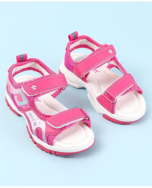 Cute Walk by Babyhug Velcro Closure Sandals with Text Print - Fuchsia
