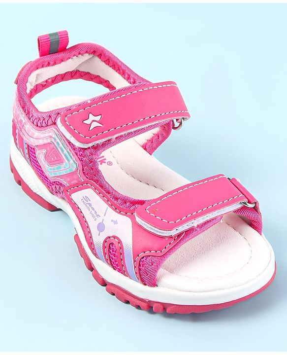 Cute Walk by Babyhug Velcro Closure Sandals with Text Print - Fuchsia