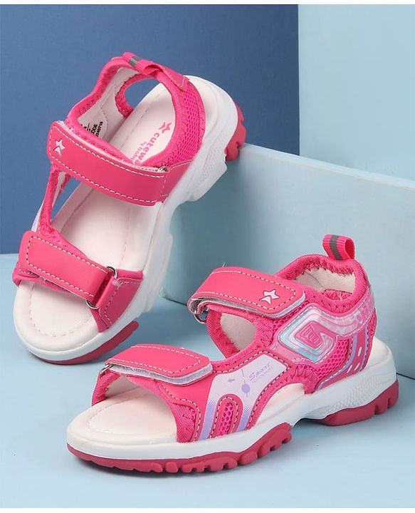 Cute Walk by Babyhug Velcro Closure Sandals with Text Print - Fuchsia