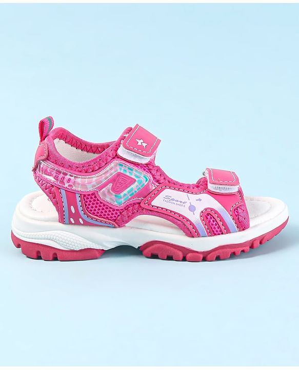 Cute Walk by Babyhug Velcro Closure Sandals with Text Print - Fuchsia