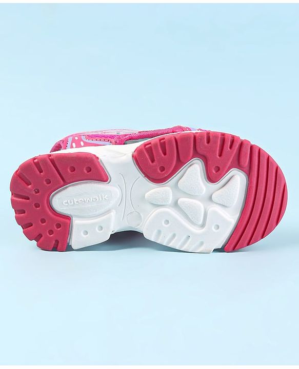 Cute Walk by Babyhug Velcro Closure Sandals with Text Print - Fuchsia