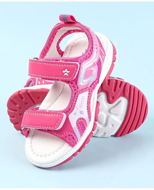 Cute Walk by Babyhug Velcro Closure Sandals with Text Print - Fuchsia