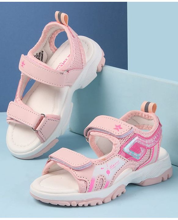 Cute Walk by Babyhug Velcro Closure Sandals with Text Print - Fuchsia