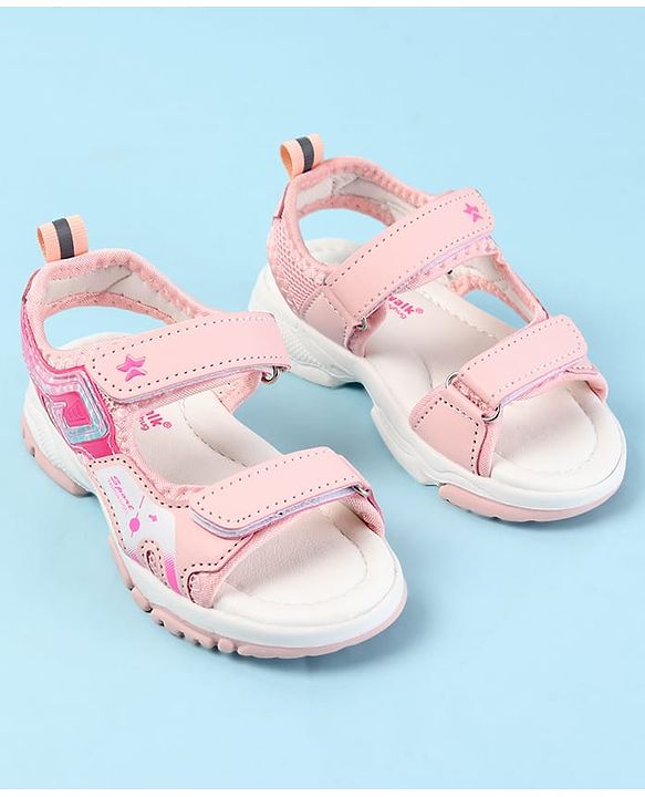 Cute Walk by Babyhug Velcro Closure Sandals with Text Print - Fuchsia