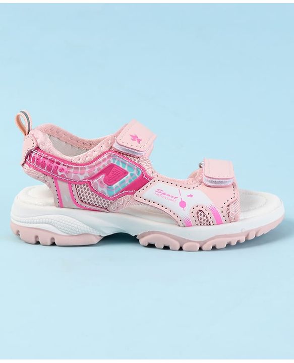 Cute Walk by Babyhug Velcro Closure Sandals with Text Print - Fuchsia