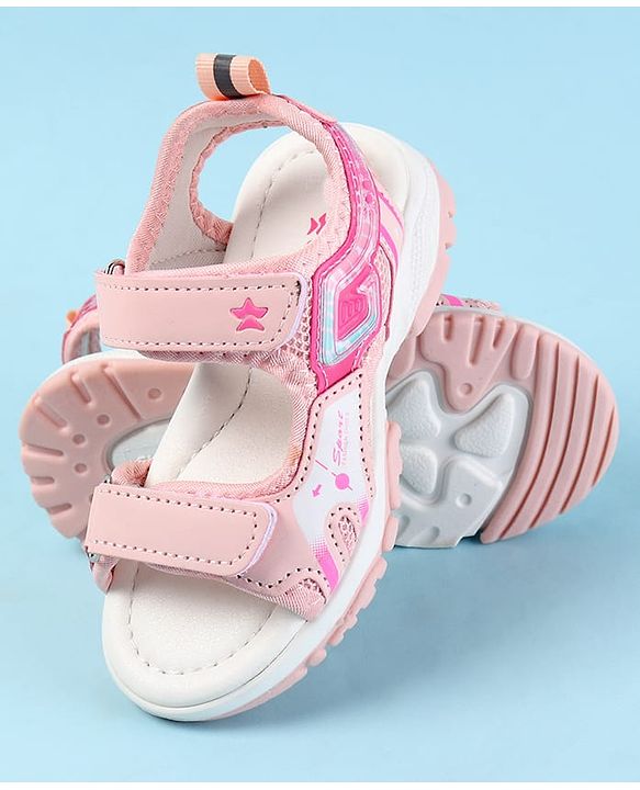 Cute Walk by Babyhug Velcro Closure Sandals with Text Print - Fuchsia